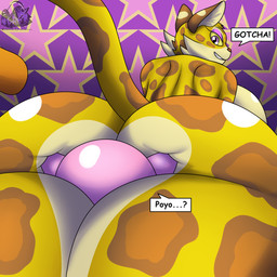 anthro big_breasts big_butt breasts butt butt_grab butt_smother countershading dialogue duo female hand_on_butt huge_breasts huge_butt looking_back male male/female nude simple_background size_difference smile smothering text thick_thighs wide_hips berk_rider kirby_(series) kirby_and_the_forgotten_land nintendo clawroline kirby felid leopard mammal pantherine 1:1 2022 absurd_res english_text hi_res