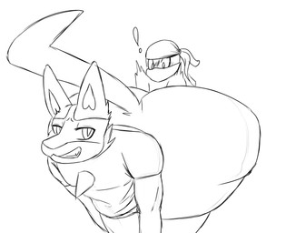 anthro ass_press ass_up big_butt butt butt_squish duo huge_hips huge_thighs imminent_facesitting imminent_fart male male/male mask ninja pressing_against raised_tail smile smiling_at_another spikes squish tail thick_thighs warrior wide_hips mrmidknight200 nintendo pokemon francis_the_lucario generation_4_pokemon humanoid lucario pokemon_(species) hi_res monochrome