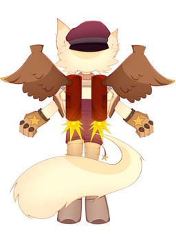alternative_fashion anthro big_tail clothing eyewear fire fur gloves goggles handwear hat headgear headwear jet_pack male overalls prosthetic rear_view shirt solo star steampunk tail topwear white_body white_fur wings young young_anthro gabrielol gabriel_(gabrielol) domestic_cat felid feline felis mammal 3:4 absurd_res hi_res