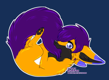 bite dipstick_ears ear_markings feral hair lying multicolored_ears on_back pawpads paws purple_hair self_bite simple_background solo tail tail_bite tail_in_mouth text transparent_background yellow_body rukifox canid canine fennec_fox fox mammal true_fox alpha_channel url