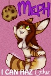 chibi cookie female food green_eyes hair open_mouth open_smile red_hair smile solo stripes tail text nut-case i_can_has_cheezburger? lolcats meph domestic_cat felid feline felis hybrid lagomorph leporid mammal rabbit 2012 2:3 character_name english_text meme