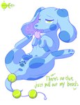 anal_beads animal_genitalia animal_pussy anus breath canine_genitalia canine_pussy erect_nipples female feral genitals legs_up nipples panting paws pussy sex_toy spread_legs spreading text heartbleats blue's_clues nickelodeon blue_(blue's_clues) canid canine canis domestic_dog mammal