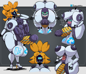 anthro balls big_balls big_breasts big_butt big_penis breasts butt clenching digestion digestion_sequence duo female genitals herm hyper hyper_genitalia intersex intersex/male machine male male_prey onomatopoeia penis sound_effects text vore bitterdrink blu_(bludoe) bre-3 android deer humanoid mammal robot absurd_res hi_res