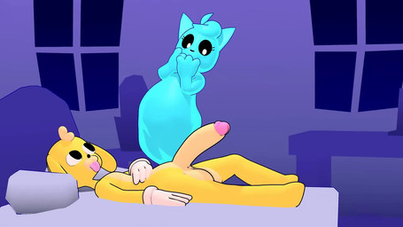 3_fingers all_fours anthro anus balls becoming_erect bed bed_covers bedding big_penis black_eyes black_sclera blep blue_body blue_pseudo_hair bodily_fluids butt circumcised clothing cum cum_from_vagina cum_in_vagina cum_inside curvy_figure duo ejaculation erection female female_penetrated fingers floppy_ears from_front_position fur furniture genital_fluids genitals glans gloves gloves_only hair handwear handwear_only head_tuft humanoid_genitalia humanoid_penis leaking_cum lying male male/female male_penetrating male_penetrating_female mating_press mostly_nude multicolored_body multicolored_fur nude on_bed on_top open_mouth orgasm penetration penile penile_penetration penis pink_glans pink_tongue pseudo_hair sex simple_background smile surprised tail tan_balls tan_body tan_fur tan_penis tongue tongue_out tuft two_tone_body two_tone_fur vaginal vaginal_penetration white_clothing white_eyes white_gloves white_handwear white_sclera window yellow_body yellow_fur fanfurry doggo_(fanfurry) lappy_(astral_chain) canid canine canis domestic_dog ghost mammal spirit 16:9 2025 3d_(artwork) 3d_animation animated blender_(artwork) colored digital_media_(artwork) long_playtime no_sound webm widescreen