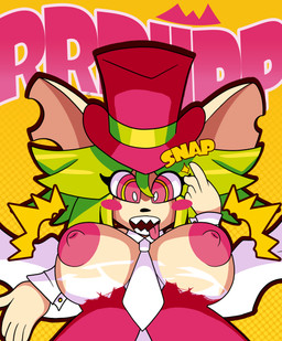 anthro breast_expansion breasts expansion female looking_at_viewer simple_background snapping_fingers solo tongue tongue_out killrabs mad_rat_dead nippon_ichi_software rat_god_(mad_rat_dead) mammal murid murine rat rodent absurd_res hi_res