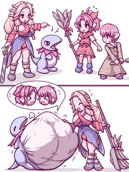 after_vore belly big_belly big_breasts breasts female female_pred group huge_belly melee_weapon overweight simple_background sword vore weapon white_background 57mm legend_of_mana mana_(series) square_enix human mammal pakkun_(mana) 2024 3:4 hi_res