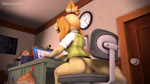 anthro bedroom_eyes blush bottomless bottomless_female butt chair clock clothed clothing computer door electronics female fur furniture genitals hair inside laptop long_tail looking_at_viewer low-angle_view music narrowed_eyes office on_chair presenting presenting_hindquarters pussy seductive sitting sitting_on_chair solo sound_effects tail topwear topwear_only typing yellow_body skunkdude13 animal_crossing nintendo isabelle_(animal_crossing) isabelle_(highwizard) canid canine canis domestic_dog mammal shih_tzu toy_dog 16:9 3d_(artwork) 3d_animation animated digital_media_(artwork) hi_res short_playtime sound source_filmmaker_(artwork) webm widescreen