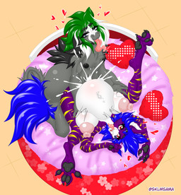 animal_genitalia animal_penis anthro big_breasts bodily_fluids breasts cum cum_inside duo equine_genitalia equine_penis female feral genital_fluids genitals huge_hips inflation male muscular penis rough_sex sex wide_hips klmsama absurd_res hi_res