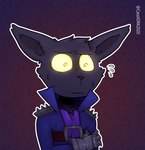 anthro belt black_body black_fur bodily_fluids clothed clothing emanata fur holding_arm male purple_clothing purple_robe robe simple_background solo sweat sweatdrop wizard_robe yellow_eyes cataxdrk2020 league_of_legends riot_games tencent veigar yordle half-length_portrait hi_res portrait