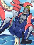 abs ambiguous_gender anthro beard blue_clothing bulge clothing duo facial_hair grey_body male male/ambiguous muscular muscular_anthro muscular_male outside pecs sky suckers suction_cup tentacles water wetsuit whiskers vier_punksterne my_hero_academia selkie_(my_hero_academia) mammal marine pinniped seal spotted_seal tentacle_creature 3:4 hi_res