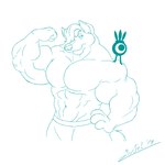 abs annoyed anthro biceps big_biceps big_muscles flexing flexing_bicep fur hair hair_over_eye hand_on_hip looking_at_another male muscular muscular_anthro muscular_arms muscular_male navel one_eye_obstructed pecs tail juano patapon sony_corporation sony_interactive_entertainment canid canine canis mammal wolf 1:1 2019 blue_and_white hi_res monochrome