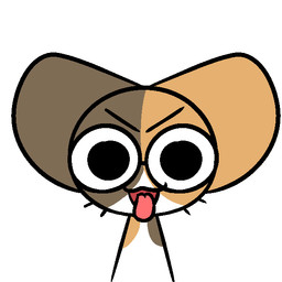 ambiguous_form ambiguous_gender black_eyes eyewear front_view glasses multicolored_body open_mouth pink_tongue shaking_head simple_background solo tan_body tongue tongue_out toony whiskers white_body kb545 freaky_(meme) calico_cat domestic_cat felid feline felis mammal 1:1 2d_animation animated male_(lore)