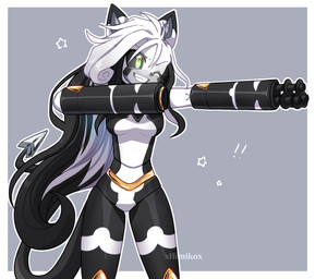 aiming_gun aiming_weapon anthro arm_cannon black_body black_hair exclamation_point female gatling_gun golden_markings green_eyes grin gun gun_arm hair machine machine_gun minigun multicolored_body multicolored_hair nude nude_anthro nude_female one_eye_closed pointy_ears ranged_weapon smile solo spade_tail tail two_tone_body two_tone_hair weapon weapon_arm white_body white_hair txmie sega sonic_the_hedgehog_(series) thetis_(bonjolasermaster) android robot hi_res watermark