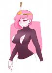 bodily_fluids breasts clothing crown female gem headgear nipple_slip nipples not_furry solo sweat ra4s adventure_time cartoon_network princess_bubblegum humanoid