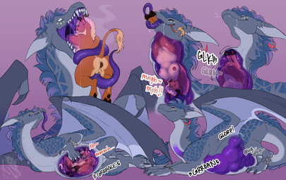 abdominal_bulge anklet anus bodily_fluids bracelet breasts cunnilingus digestion drooling duo ear_piercing ear_ring eyes_closed female female/female fingering glk head_first hooves horn internal jewelry long_tongue lying masturbation neck_bulge nude on_front oral oral_vore overweight piercing ring_piercing saliva sex slightly_chubby smile swallowing teeth tongue vaginal vore willing_prey wings wriithe mythology koralia nia_(kiroa) bovid bovine cattle dragon mammal mythological_creature mythological_scalie scalie hi_res