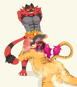 abs anthro backsack ball_sniffing balls black_body black_fur bodily_fluids butt cum duo erection foreskin fur genital_fluids genitals hair humanoid_genitalia humanoid_penis leaking_cum leaking_precum male male/male mismatched_genitalia mismatched_penis multicolored_body muscular muscular_male musk musky_penis nude penis penis_sniffing pink_hair precum red_body red_fur sniffing stripes tail tongue tongue_out zeraklawz nintendo pokemon felid feline generation_7_pokemon incineroar lion mammal pantherine pokemon_(species) absurd_res hi_res