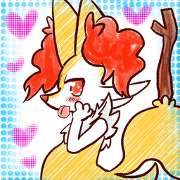 3_fingers :3 abstract_background anthro arm_tuft biped blep blush blush_lines blush_stickers cheek_tuft chest_tuft facial_tuft female female_anthro fingers fur hand_on_cheek heart_symbol hip_tuft inner_ear_fluff looking_at_viewer multicolored_body multicolored_fur no_pupils nude nude_anthro nude_female object_in_tail orange_body orange_eyes orange_fur orange_inner_ear_fluff orange_nose pointy_ears pregnant pregnant_anthro pregnant_female prick_ears shoulder_tuft side_view solo standing stick stick_in_tail tail tapering_snout tongue tongue_out tuft white_body white_fur yellow_body yellow_fur yellow_tail annyui0611 nintendo pokemon braixen canid generation_6_pokemon mammal pokemon_(species) 1:1 2021 digital_drawing_(artwork) digital_media_(artwork) half-length_portrait hi_res japanese_description portrait translated_description