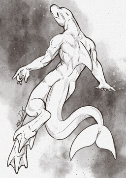 3_toes anthro athletic blowhole butt dorsal_fin facing_away_from_viewer feet fin looking_away male membrane_(anatomy) nude simple_background smile solo swimming tail tail_fin toes toned_body toned_male toned_muscles underwater water webbed_feet nitrods siader aquatic cetacean dolphin mammal oceanic_dolphin striped_dolphin toothed_whale absurd_res greyscale hi_res monochrome