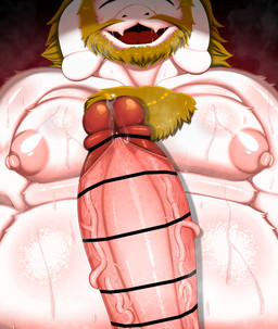 anthro bodily_fluids censor_bar genital_fluids genitals leaking_precum male nipples penis precum solo vein veiny_penis white_body bugge_man undertale_(series) asgore_dreemurr boss_monster_(undertale) bovid caprine goat mammal absurd_res hi_res
