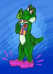 2020 animal_crossing anthro boots_(animal_crossing) bottomless clothed clothing crocodilian footwear genitals hi_res kaboozey male nintendo partially_clothed penis reptile scalie shoes solo teeth