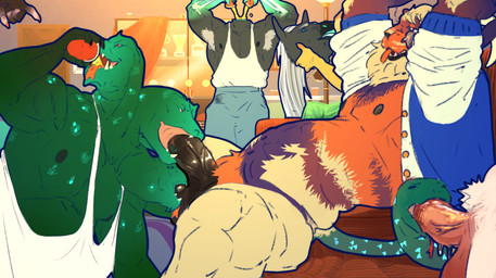 3_heads ahegao anthro ball_suck balls belly biceps big_balls big_penis clothing college detachable detachable_head drinking fellatio fraternity genitals glistening glistening_genitalia group group_sex hairy headless jock kissing living_tail looking_pleasured multi_head multi_head_fellatio multi_head_oral muscular muscular_anthro muscular_arms muscular_legs nipples oral orgy pecs penile penis pubes saggy_balls school sex shirt snake_tail sucking tail tank_top tongue tongue_out topwear unusual_anatomy unusual_tail vein veiny_penis avalath_tiger european_mythology greek_mythology iranian_mythology irish_mythology middle_eastern_mythology mythology dragon dullahan felid hydra lion mammal manticore mythological_creature mythological_scalie pantherine reptile scalie snake hi_res