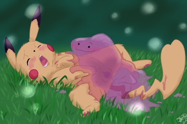anus blush bodily_fluids clitoris duo female female_penetrated feral feral_penetrated from_front_position genitals lying male male/female missionary_position nipples on_back penetration sex tears tears_of_pleasure vaginal vaginal_penetration vulva jackerwobb nintendo pokemon ditto_(pokemon) generation_1_pokemon pikachu pokemon_(species) hi_res