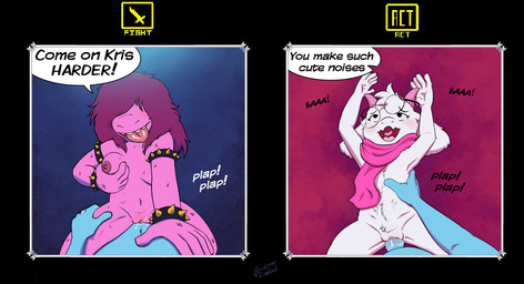 age_difference anthro anthro_penetrated biped blue_body blue_skin blush bodily_fluids breasts cowgirl_position crossgender duo eyewear faceless_character faceless_human faceless_male female female_on_human female_on_top female_penetrated from_front_position genital_fluids genitals glasses human_on_anthro human_penetrating human_penetrating_anthro human_penetrating_female interspecies lying male male/female male_on_anthro male_on_bottom male_penetrating male_penetrating_female missionary_position mtf_crossgender nipples nude on_back on_bottom on_top penetration penile penile_penetration penis penis_in_vagina scarf sex sound_effects teeth text tongue tongue_out vaginal vaginal_fluids vaginal_penetration vulva young young_anthro young_female young_penetrated younger_penetrated soulcentinel deltarune undertale_(series) kris_dreemurr ralsei susie_(deltarune) bovid caprine darkner goat human mammal reptile scalie absurd_res comic english_text hi_res