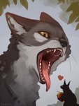 ambiguous_gender berry bodily_fluids duo feral food fruit fur fur_markings heart_symbol imminent_vore leaf male markings mouth_shot multicolored_body multicolored_fur open_mouth oral_vore plant predator/prey saliva simple_background size_difference sky soft_vore strawberry teeth tongue tongue_out vore whiskers eeeevio canid canine hybrid mammal rodent sciurid tree_squirrel 3:4 digital_media_(artwork) hi_res shaded