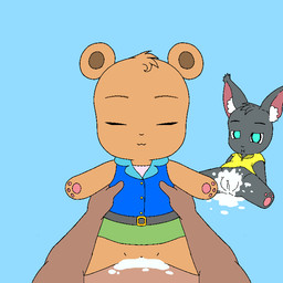 alcohol anthro beer beverage bodily_fluids bottomwear brown_body clothing cum cum_in_vagina cum_inside female first_person_view fur genital_fluids grey_body grey_fur looking_at_viewer male male/female male_pov miniskirt penetrating_pov plushie sex sex_toy shirt skirt t-shirt topwear young ace_core human humanoid mammal 1:1