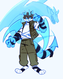 anthro barefoot black_body black_fur black_hair blue_body blue_eyes blue_horn blue_nose blue_tail blue_wings bottomwear clothed clothing countershade_face countershade_fur countershading duo fangs feet front_view fur green_bottomwear green_clothing green_jacket green_pants green_topwear hair horn jacket male membrane_(anatomy) membranous_wings messy_hair narrowed_eyes open_mouth pants short_hair simple_background spade_tail standing tail teeth topwear unsigned white_background white_body white_clothing white_fur white_topwear wings asnnonaka mythology ethan_(asnnonaka) domestic_cat dragon felid feline felis mammal mythological_creature mythological_scalie scalie 4:5 digital_media_(artwork) hi_res