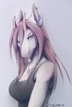 anthro breasts clothed clothing female hair horn looking_at_viewer non-mammal_breasts pink_eyes pink_hair simple_background solo novacandy mythology tala_draeis dragon mythological_creature mythological_scalie scalie 2019 digital_media_(artwork) hi_res