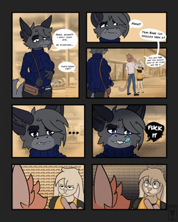 anthro bag bottomwear breasts claws clenched_teeth clothed clothing dialogue dress ears_back ellipsis fangs female fur group hair half-closed_eyes hand_on_belly licking licking_lips long_ears male mall narrowed_eyes pants pivoted_ears rumbling_stomach shirt sound_effects speech_bubble sweater tail teeth text tongue tongue_out topwear trio wide_eyed awoogasm serena_(awoogasm) canid canine canis domestic_cat felid feline felis hybrid lagomorph leporid mammal rabbit 2020 4:5 comic english_text hi_res signature