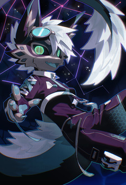 4_fingers anthro biped black_sclera blue_tail bottomwear claws clothed clothed_anthro clothed_male clothing eyewear finger_claws fingers front_view fully_clothed fully_clothed_anthro fully_clothed_male goggles hair handpaw looking_at_viewer male open_mouth paws solo tail tongue topwear white_hair kaltespur mammal 2025 absurd_res digital_drawing_(artwork) digital_media_(artwork) hi_res