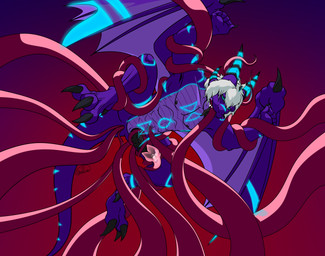 abs anal anal_penetration anthro arm_grab athletic bdsm front_view fully_restrained hair leg_grab low-angle_view male male_penetrated membrane_(anatomy) membranous_wings navel_fetish navel_penetration nipples oral oral_penetration pecs penetration penile penis_milking restrained sex snout solo tail tentacle_in_ass tentacle_in_mouth tentacle_in_navel tentacle_penetration tentacle_sex tentacles wings the_tired_leo mythology grydir_dacanoor_(griffonki) dragon mythological_creature mythological_scalie scalie hi_res