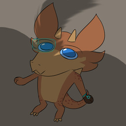 2_horns 3_toes 4_fingers anthro blue_eyes butt_silhouette claws clothing countershade_body countershade_face countershading downward_angle eyewear feet fingers gloves handwear high-angle_view horn looking_at_another male markings monocle nude offscreen_character silhouette simple_background solo spots spotted_body toe_claws toes wristband archenarie kobold scalie 1:1 absurd_res hi_res