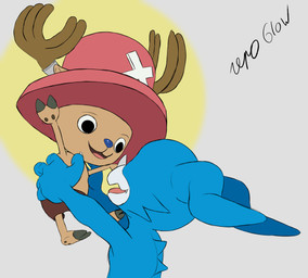 anthro duo male male/male zeroglow bandai_namco digimon mythology one_piece tony_tony_chopper deer digimon_(species) dragon mammal mythological_creature mythological_scalie scalie veemon hi_res