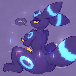 3_toes anthro anthrofied big_butt black_body black_eyebrows black_fur black_nose blue_body blue_fur blue_markings blush blush_lines bodily_fluids butt circle_(marking) crossed_arms cum dialogue erection eyebrows eyelashes feet femboy fur fur_markings genital_fluids genitals hair leaking_cum looking_at_viewer looking_back looking_back_at_viewer male markings mole_(marking) multicolored_body multicolored_fur narrowed_eyes nude nude_anthro nude_male pawpads paws penis pokemorph sitting solo sparkles speech_bubble tail text toes yellow_pawpads yellow_penis yellow_sclera yellow_text skellybeanz nintendo pokemon eeveelution generation_2_pokemon pokemon_(species) shiny_pokemon umbreon 1:1 2025 absurd_res artist_name english_text hi_res url