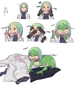 bodily_fluids breasts busty_feral clothing disembodied_hand featureless_breasts female feral forced forced_transformation green_hair group hair human_to_feral nude open_mouth question_mark shirt shrinking simple_background size_transformation solo_focus species_transformation surprised tears tongue tongue_out topwear transformation transformation_sequence white_background menma911 amphibian frog human mammal 2015 hi_res sequence