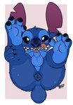 2024 4_fingers 4_toes alien anthro anus balls black_claws black_eyes blue_balls blue_body blue_fur blue_nose butt cel_shading claws digital_drawing_(artwork) digital_media_(artwork) disney experiment_(lilo_and_stitch) feet finger_claws fingers foreskin fur genitals glans head_tuft hi_res legs_up licking licking_lips lilo_and_stitch looking_at_viewer male notched_ear penis perineum pink_glans presenting presenting_anus shaded small_tail solo stitch_(lilo_and_stitch) tail tbid toes tongue tuft