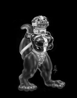 4_toes anthro bdsm bdsm_gear big_breasts biped black_background bodily_fluids bondage bound breasts chastity_belt chastity_device collar feet female genital_fluids leaking_pussy_juice muzzle_(object) muzzled nipple_outline restraints shock_collar simple_background solo straitjacket straps submissive submissive_anthro submissive_female tail tail_bondage tail_tied toes vaginal_fluids whiskers wire_basket_muzzle meatfactory xia_(meatfactory) mammal mustelid otter 2025 hi_res monochrome