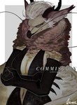 anthro armwear barbel_(anatomy) beak black_beak black_clothing black_dress black_gloves black_handwear breasts brown_body brown_eyes brown_feathers cleavage clothed clothing dress elbow_gloves eyelashes feathers female flesh_whiskers full_cleavage geometric_background gloves hair handwear horn inner_boob inner_ear_fluff looking_at_viewer navel non-mammal_breasts outline plunging_neckline simple_background smile solo text tuft white_body white_feathers white_hair white_outline qende asian_mythology east_asian_mythology mythology eva_(ozawk) accipitrid accipitriform avian bird dragon eastern_dragon egyptian_vulture hybrid mythological_creature mythological_scalie old_world_vulture scalie vulture 2022 absurd_res english_text hi_res signature