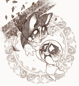 bodily_fluids claws cracks crying duo eye_contact featureless_crotch feral fur happy looking_at_another male reaching shatter shattered simple_background smile star_eyes tears teeth text white_background young sony-shock the_binding_of_isaac_(series) guppy_(tboi) isaac_(tboi) arthropod domestic_cat felid feline felis fly_(animal) human insect mammal 2023 artist_name digital_media_(artwork) hi_res monochrome