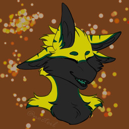 4_ears anthro black_body black_feathers black_fur black_teeth brown_background eyes_closed feathers female fur green_body green_fur lemon_(linsavage) multi_ear open_mouth simple_background smile solo teeth yellow_body yellow_feathers yellow_fur linsavage nocteil avali 1:1 hi_res