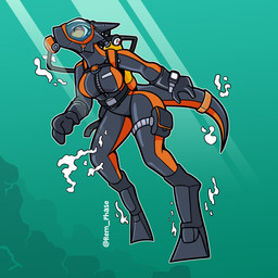 alternate_species anthro big_breasts black_clothing black_gloves black_handwear breasts clothed clothed_anthro clothed_female clothing diving_mask female gloves handwear mask multicolored_clothing multicolored_skinsuit non-mammal_breasts orange_eyes scuba scuba_diver scuba_fin scuba_gear skinsuit solo text tight_clothing two_tone_clothing two_tone_skinsuit underwater water rem_phase elise_heider lizard reptile scalie 1:1 2022 absurd_res artist_name hi_res