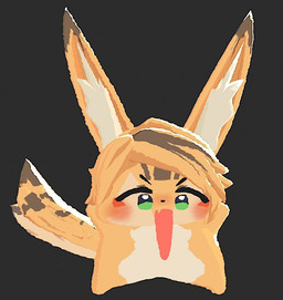 anthro blonde_hair blush chibi dipstick_ears ear_markings eyebrows female fur gloves_(marking) green_eyes hair markings multicolored_ears nude open_mouth open_smile smile solo white_body white_fur yellow_body yellow_fur nn161_9 mihoyo zenless_zone_zero pulchra_fellini felid feline felis mammal thiren 2025