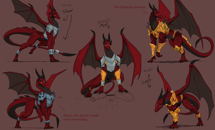 3_toes 4_fingers all_fours armor bodily_fluids bracelet dialogue fangs feet female feral fingers glowing gold_(metal) gold_armor horn jewelry multiple_poses pose red_eyes rock smile solo tail teeth text toes wings apollyondragon mythology lilith_(apollyondragon) dragon mythological_creature mythological_scalie scalie 2025 better_version_at_source bust_portrait digital_media_(artwork) english_text hi_res portrait signature