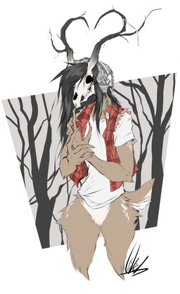 anthro antlers black_hair bone bottomless bottomless_anthro bottomless_male brown_body brown_fur buffalo_plaid clothed clothing featureless_crotch fur hair horn male markings shirt skull skull_head solo spots spotted_body spotted_fur spotted_markings t-shirt tan_body tan_fur tan_spots topwear vest winter_hat dullvivid american_mythology indigenous_north_american_mythology mythology north_american_mythology gwendigo_(dullvivid) wendigo absurd_res hi_res
