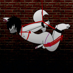 alternative_fashion anthro balls bdsm black_hair bondage bound cuffed_ankles cuffed_wrists emo feet forced fur gag genitals hair hidden_eyes hindpaw male paws penis rope sex_toy slim_male solo suspension tail tape tape_gag vibrator vibrator_hip_strap white_body white_fur arctic_fox canid canine fox mammal true_fox 1:1 absurd_res digital_drawing_(artwork) digital_media_(artwork) hi_res