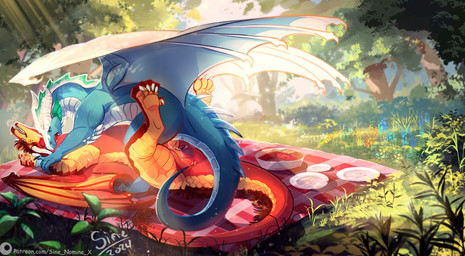 bedding bite blanket claws day detailed_background duo erection female female_on_bottom female_penetrated feral feral_on_feral feral_penetrated feral_penetrating feral_penetrating_feral flower grass horn legs_up looking_pleasured lying male male/female male_on_top male_penetrating male_penetrating_female membrane_(anatomy) membranous_wings neck_bite on_back on_bottom on_ground on_top open_mouth outside penetration penile penile_penetration penis_in_vagina picnic plant sex teeth text tree vaginal vaginal_penetration wings sine_nomine_x mythology dragon mythological_creature mythological_scalie scalie 2024 colored dated digital_drawing_(artwork) digital_media_(artwork) hi_res shaded url