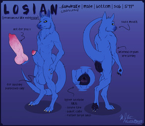 anal animal_genitalia anthro anus balls big_anus big_penis black_anus black_pawpads blue_body blue_fur claws erection fur genitals green_eyes huge_anus huge_penis hyper hyper_anus hyper_genitalia hyper_penis loose_anus male pawpads penis pink_penis pink_tongue presenting presenting_anus puffy_anus sheath solo spread_anus spreading stated_gender stated_height tongue tongue_out white_claws oddbird mythology losian dragon furred_dragon furred_scalie mythological_creature mythological_scalie scalie model_sheet